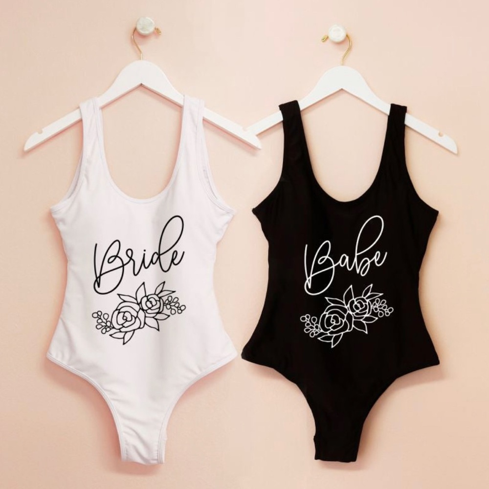 BRIDE Floral One Piece Bachelorette Swimsuit - Picture 1 of 2